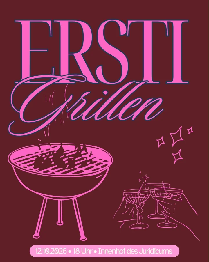 Poster: Ersti-Grillen, 12.10.2026, 18 Uhr, Innenhof des Juridicums